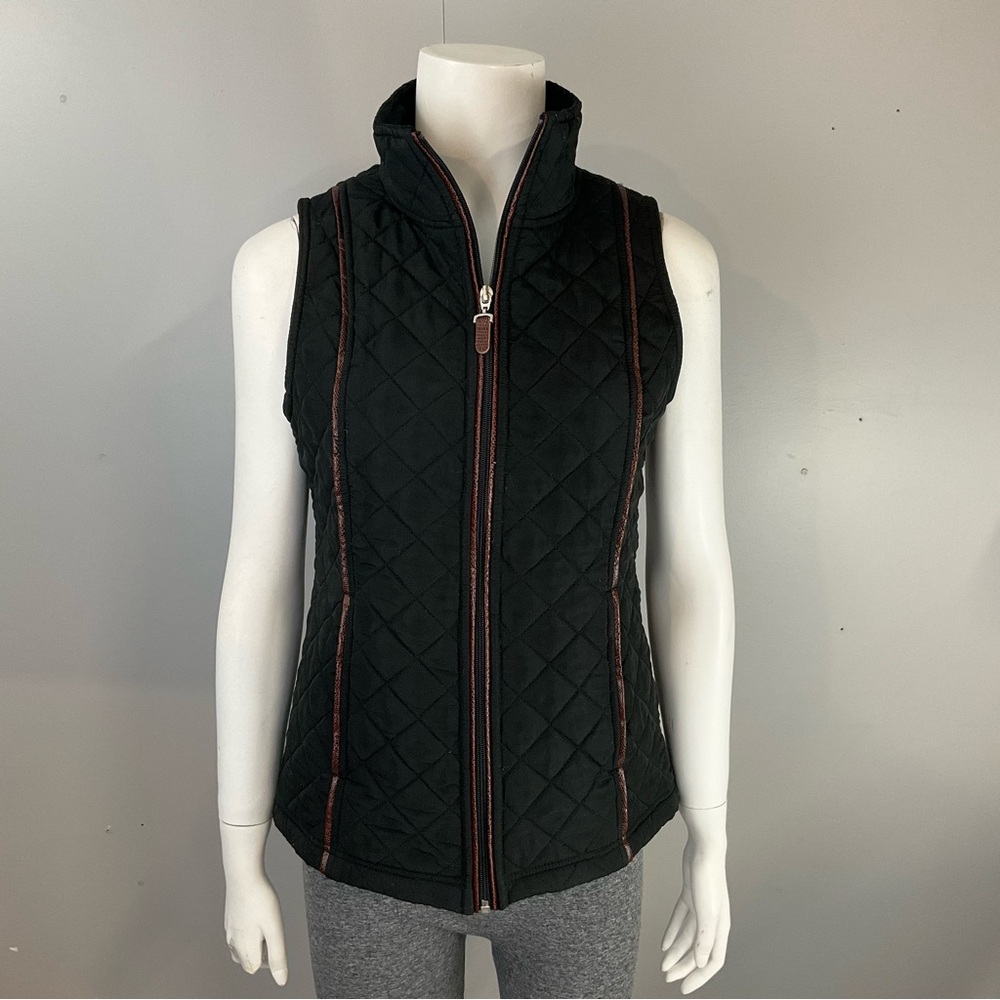 Ladies Your Sixth Sense Quilted Black Vest C&A Small S Full Zip Women's